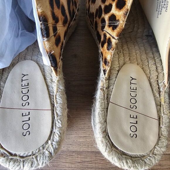 NEVER WORN SOLE SOCIETY CALEENA2 COW HAIR UPPER ANIMAL PRINT ESPADRILLE WEDGE 10 - Picture 13 of 16